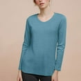 thumbnail image 2 of UJNDER Women's Classic V Neck Long Sleeve T Shirts for Women Solid Color Top Casual Comfortable Dark Green S, 2 of 5