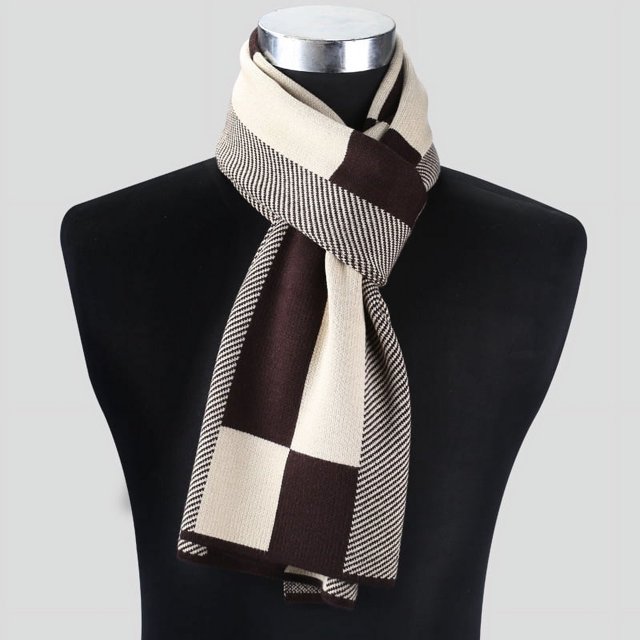 Bufanda de otoño e invierno, bufanda larga a la moda, cálida, acolchada, a cuadros, para hombre, bufanda de punto