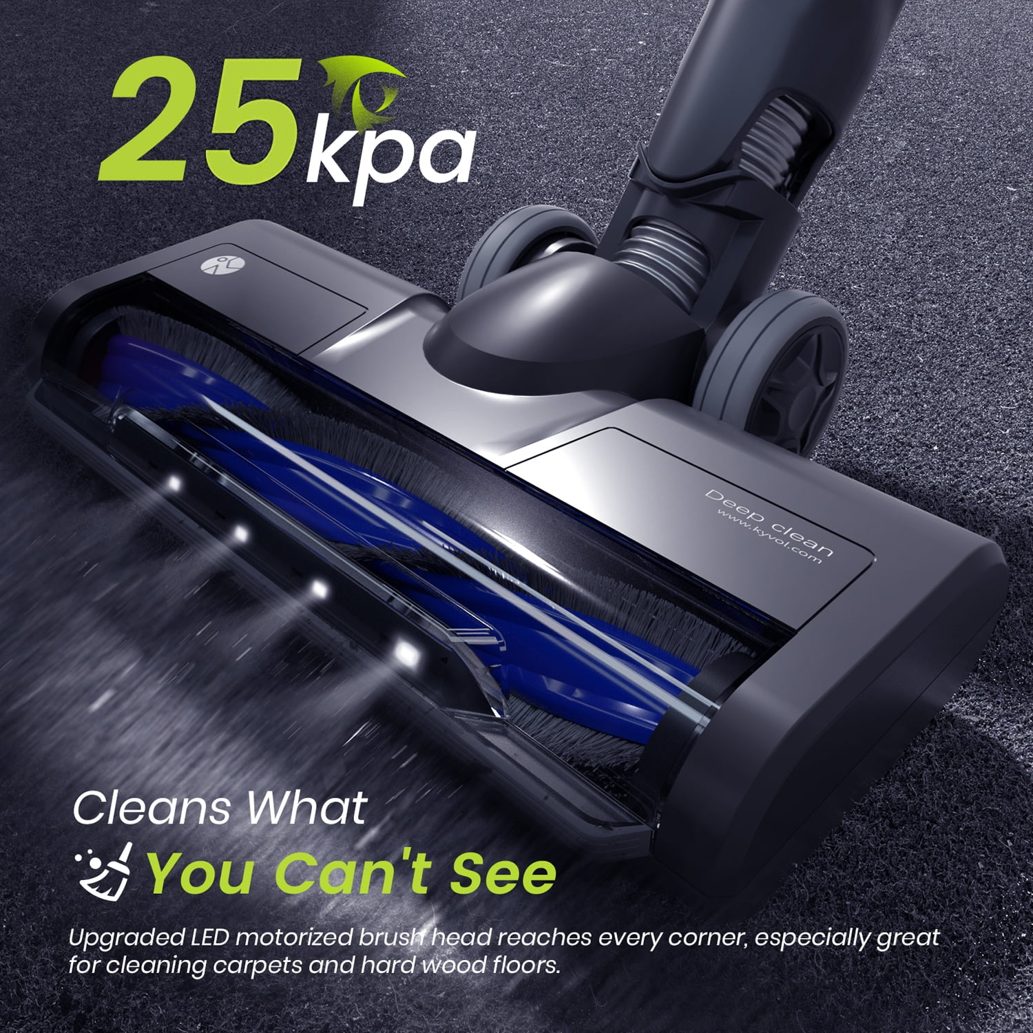 Lightweight 2 in 1 Cordless Stick Vacuum for Deep Clean Pet Hair Carpet Hard Floor 25Kpa Strong Suction Detachable Battery 40 mins Runtime Kyvol V20 Cordless Vacuum Cleaner Ultra-Quiet