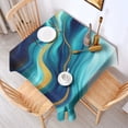 thumbnail image 2 of Blue and Gold Marble Shimmer Streaks Pattern Square Tablecloth,Waterproof Square Table Cover,Wipeable Spillproof Washable Table Cover for Home Kitchen Party Decor 60"x60"(152x152cm), 2 of 6