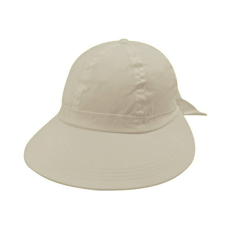 Khaki Womens Visor - Womens Khaki Wide Brim Gardening Visor Sun Hat With Bow