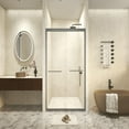 thumbnail image 2 of Topcobe 56-60" W X 72" H Tempered Glass Double Sliding Shower Door, Aluminum Frame, Stainless Steel Handle, Glass Shower Door, Walk In Shower Kit, Bathroom Glass Door, Gun Ash, 2 of 17