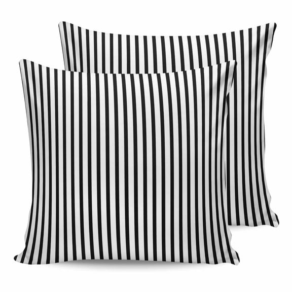 Pillow Covers 18x18 Set of 2, Black White Vertical Striped Square Throw Pillow Covers for Couch/Sofa/Living Room, Farmhouse Thin Line Stripes Decorative Soft Pillowcases for Couch Throw Pillows