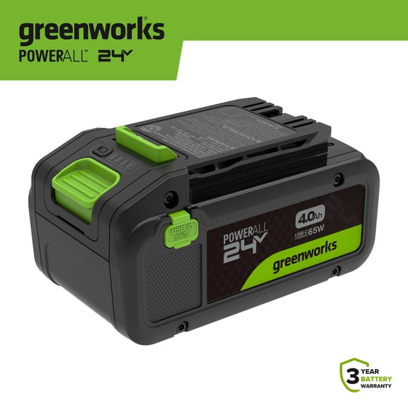 Greenworks 24V High Power 4.0 Ah Battery with 65W USB-C Charger, PowerAll, PA400A5