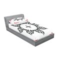 thumbnail image 2 of Ambesonne Ethnic Fitted Sheet & Pillow Sham Set, Tattoo Circular Vector, Twin, Black White and Ruby, 2 of 2