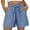 Blue, variant on BLVB Women Summer Casual Cotton Linen Shorts with Pockets Loose Solid Color Beach Lounge Shorts Bowknot Tie Waist