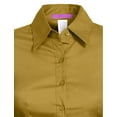 thumbnail image 4 of J. METHOD Women's Button Down Shirt Long Sleeve Roll Up Stretch Collar Office Work Formal Casual Basic Blouse Top NEWT04 Khaki 1X, 4 of 6