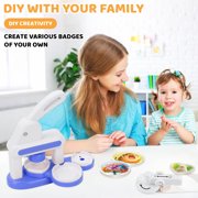 Badge Maker Machine for Kids, DIY Pin Button Maker Press Machine Badge Punch Kit with 86 pcs Button Parts Pictures Cutter,Arts & Crafts for Kids, Perfect for School Projects & Party, Pink