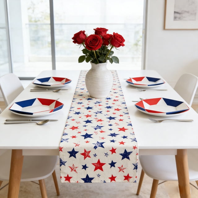 weibbin Independence Day Patterned Table Runner for Indoor Outdoor Party Kitchen Home Dining Table Decor 13.78x70.87 in