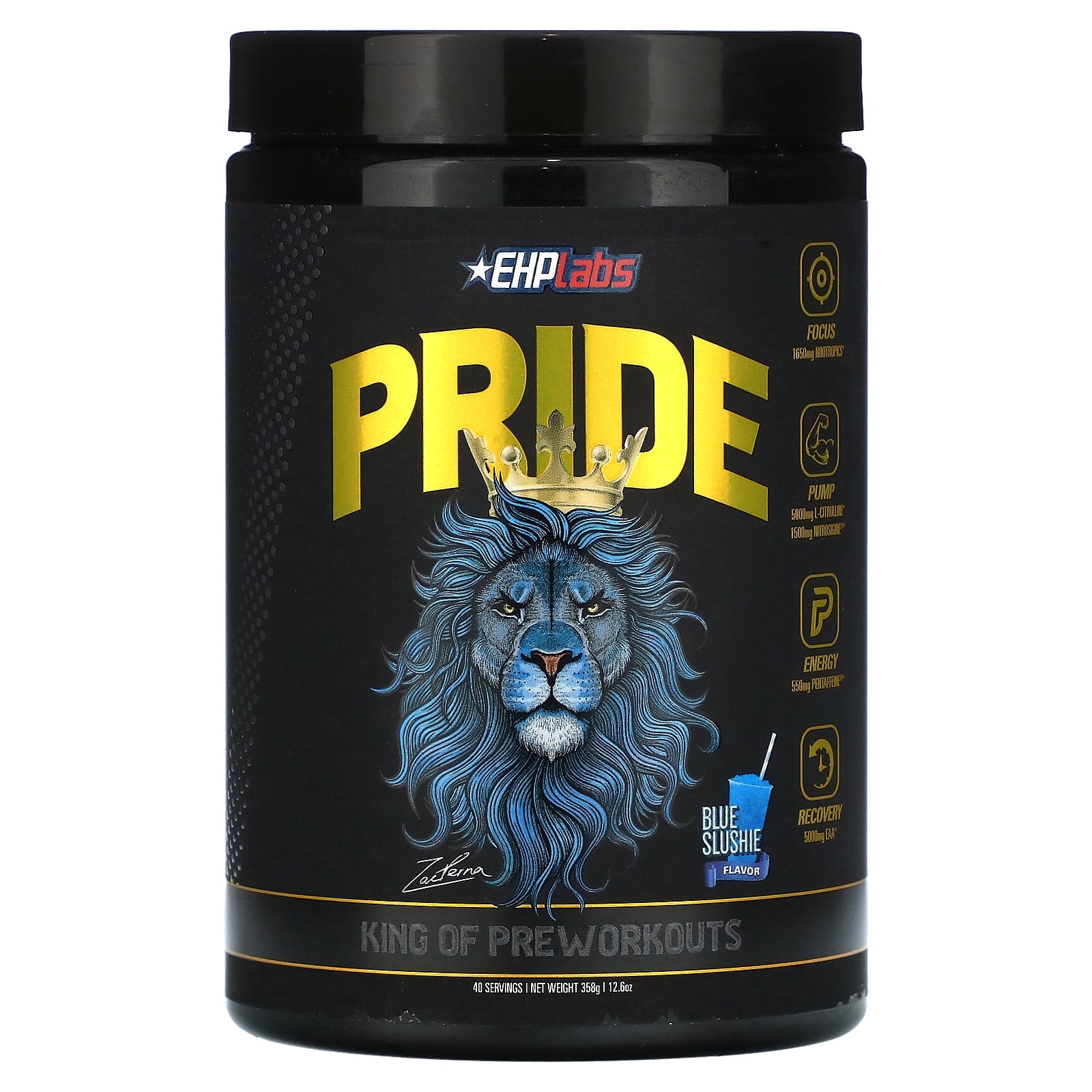 EHP Labs Pride Pre Workout Powder Energy Supplement - Sugar Free Preworkout for Men & Women, Energy Powder Boost Drink with BCAA - 280mg of Caffeine - Blue Slushie (40 Servings)