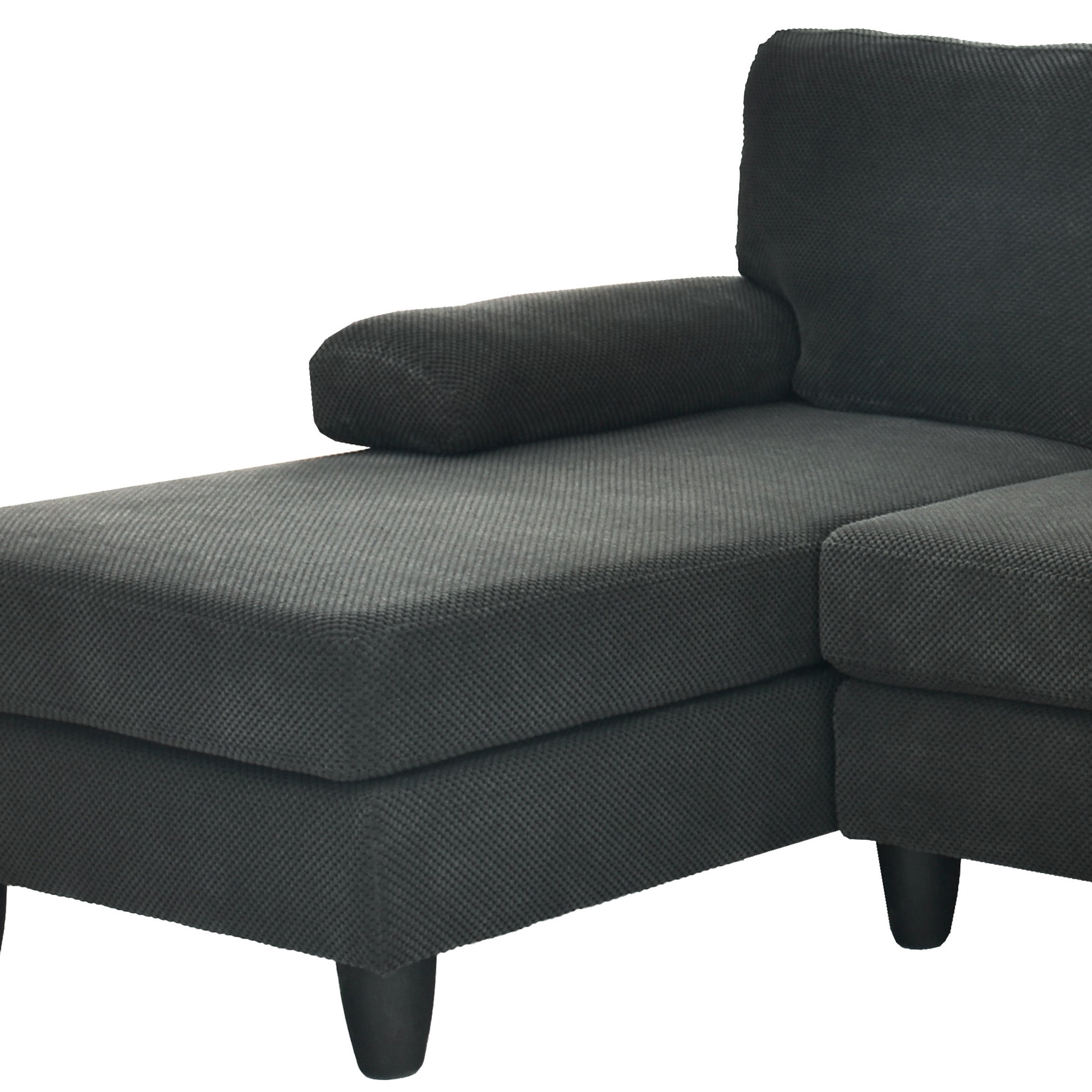 Noble House 4-Seat U-Shaped Sofa with Dual Chaise, Nubby Upholstery Couch with Pillow Arms, Dark Gray