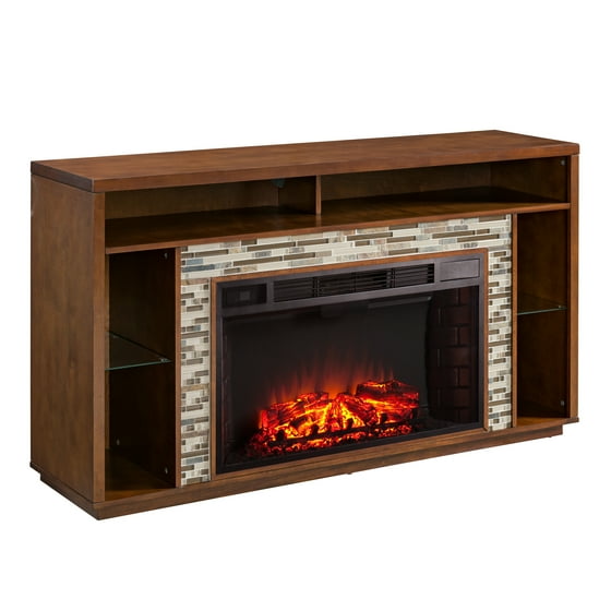 Coleman Glass Tiled Tv Stand Fireplace Transitional Whiskey Maple - Coleman Outdoor Hearth Fireplace Coleman Glass Tiled Tv Stand Fireplace Transitional Whiskey Maple - Coleman Outdoor Hearth Fireplace