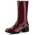thumbnail image 1 of Botas de combate Allegra K burdeos con tacones gruesos con hebilla EU 36, 1 of 7