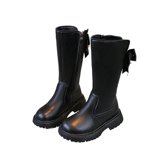 Boots for Girls - Girls Winter Boots, Zipper High-Top Leather Boots for Older Children