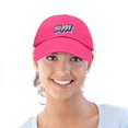thumbnail image 5 of DALIX Colorful Happy Hat Mens Womens Embroidered Baseball Cap in Hot Pink, 5 of 6