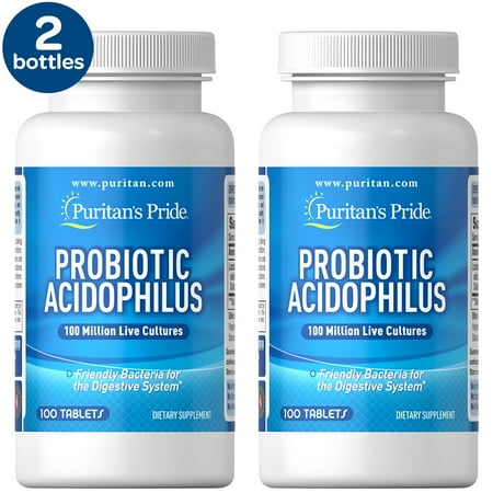 2 Pack - Puritan's Pride Probiotic Acidophilus Capsules, 100 Count