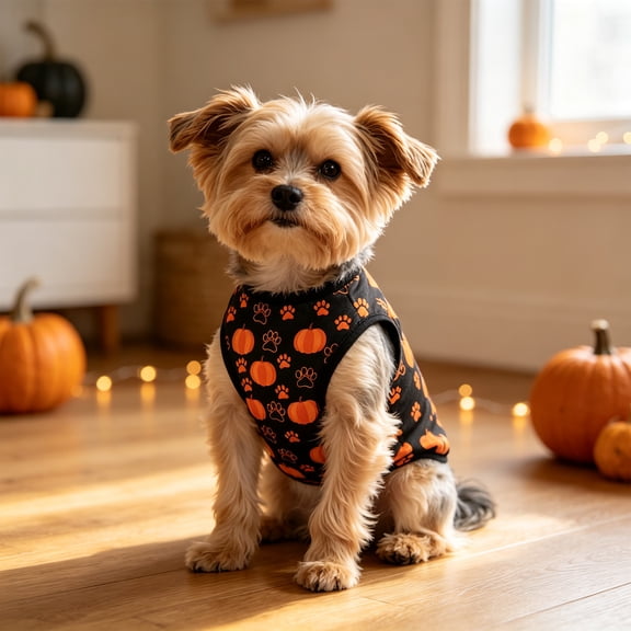 RuiJiao Halloween Pet Vest Pumpkin Dog Cat Costume Vest for Small Medium Pets Halloween Party Pet Apparel Dog Cat Clothes Supplies