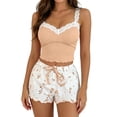 thumbnail image 3 of Loopsun Womens Pajamas Sets Solid Thin Straps Fitted Top Matching Shorts Two Piece Outdoor Loungewear, 3 of 5