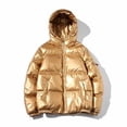 thumbnail image 4 of Men's Hooded Puffer Jacket Full Zip Quilted Puffer Winter Coat Warm Outerwear with Multi Pocket,Windproof Comfy Daily Wear,Gold,3XL, 4 of 5
