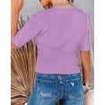 thumbnail image 3 of Womens Crewneck Short Sleeve Sweaters Tops Ribbed Pullover Sweater Blouse Soft Slim Fit Knit Sweater, 3 of 6