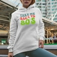 thumbnail image 2 of Take Me Back to 80s, 1980s Themed Quote, Groovy Retro Wavy Text Merch Gift, White Hooded Sweatshirt or Hoodie, XL, 2 of 5