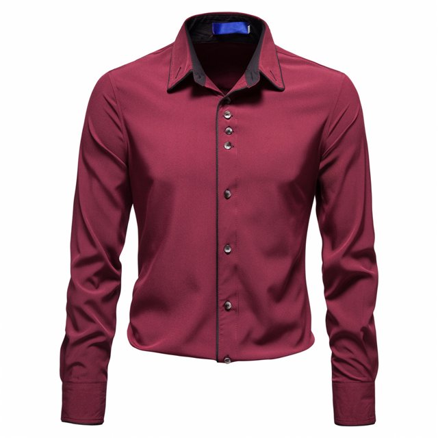 DPTALR Long-sleeved Solid Color Casual Lapel Button Button Light Business Shirt
