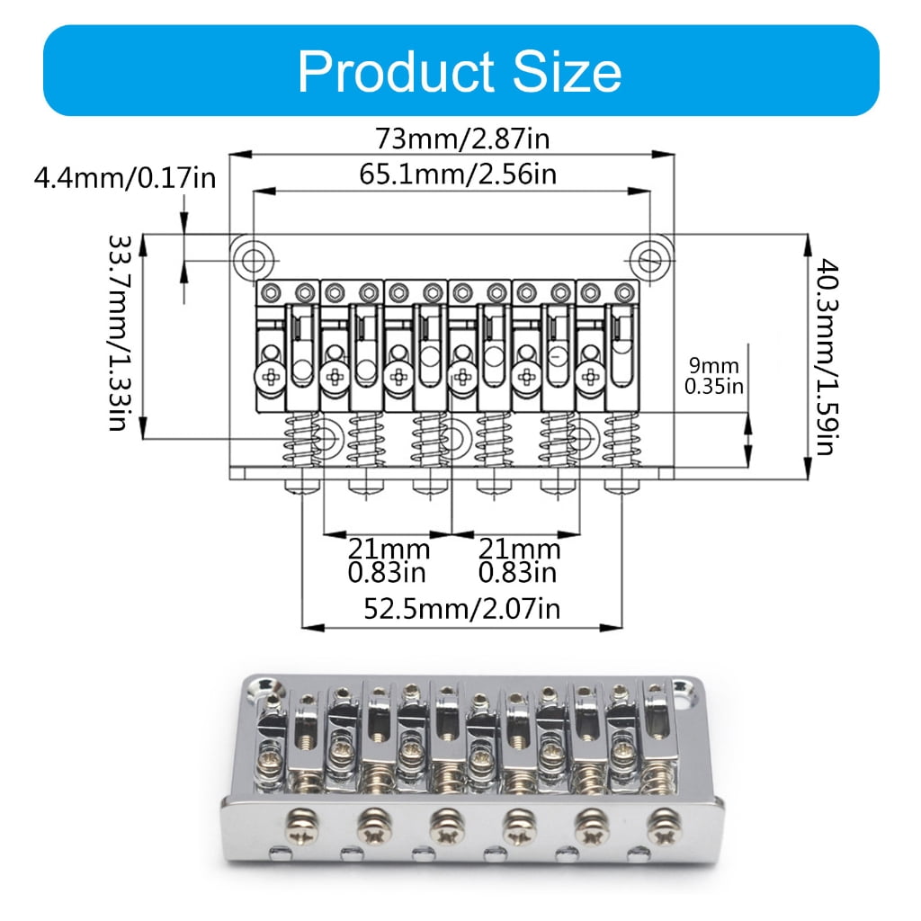 Electric Bass Fixed Bridge 6 String Double Channel Professional Bass Accessory Fixed Bridge Bass Guitar Part for Guitar