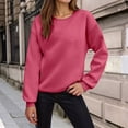 thumbnail image 2 of HNMKIU Crewneck Sweatshirt Fall Winter Soft Casual Pullover Blank Fashion Comfortable Womens Crewneck Sweatshirt Hot Pink,XXXL, 2 of 4