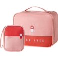 thumbnail image 1 of First Aid Kit, Pink，2 Pcs Portable Medical Box, Medicine Storage Bag, Empty First Aid Kit for Emergency Situations at Home Office Travel, 1 of 7