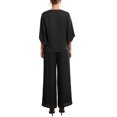 thumbnail image 3 of INSPIRE CHIC Women's Mother of Bride Sets Chiffon Ruffles V Neck Top Wide Legs Pantsuits Wedding Guest 2 Pieces Pants Suits M Black, 3 of 6