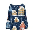 thumbnail image 4 of WTOBBY Women's Christmas Print Lightweight Sweater Casual Long Sleeve Knitted Pullover, Holiday Pattern Soft Fabric for Fall and Winter, Comfortable Fashion Top for Women,Dark Blue 2XL, 4 of 4