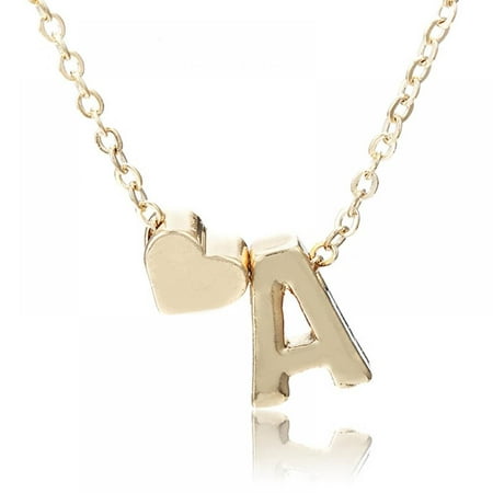 A-Z Alphabet Necklace Tiny Heart Initial Gold Necklace for Women Girls Kids Personalized Jewelry 26 Letter chain