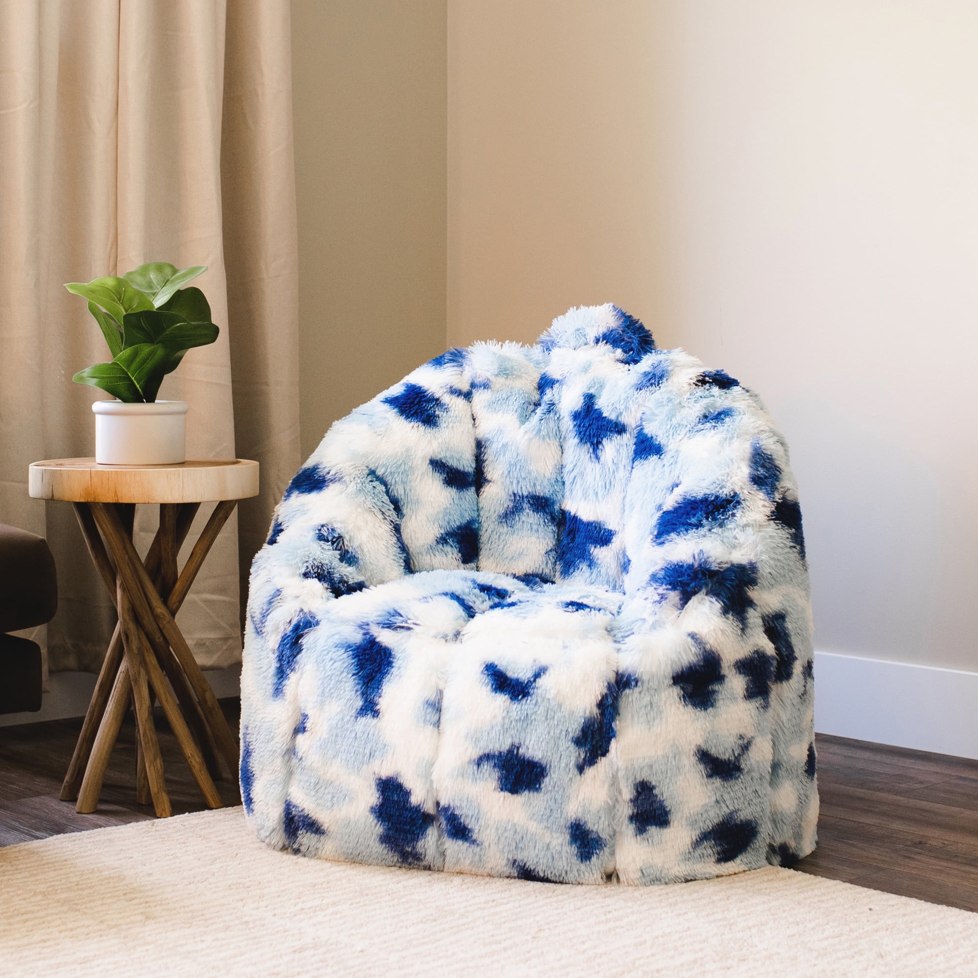 Big Joe Joey Bean Bag Chair for Kids/Teens, 2.5 ft Plushie Lounge Chair, Soft & Lightweight, Indigo Tie Dye