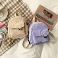 thumbnail image 6 of Casual Simple Corduroy Student Bookbags Solid Color Mini Backpack Traveling Backpacks BLACK, 6 of 8