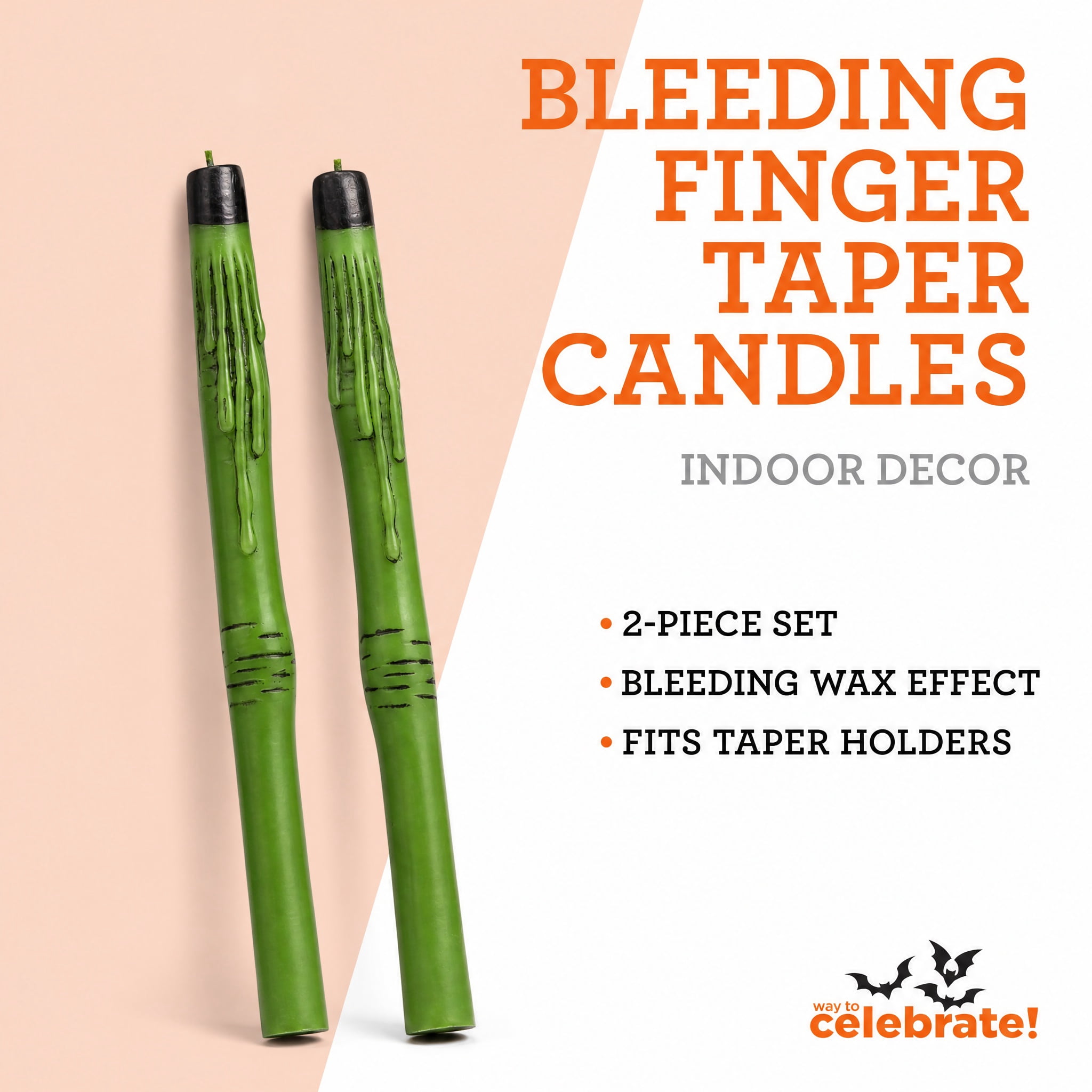 Bleeding Finger Taper Candles, 10", 2 Pieces, Halloween by Way To Celebrate