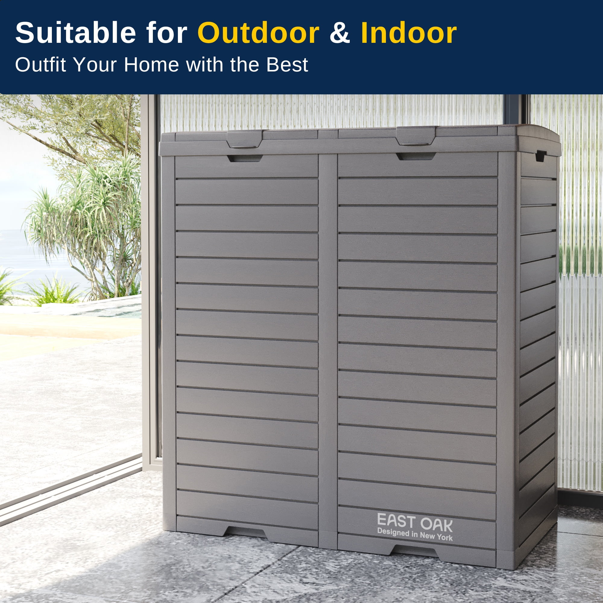 EAST OAK Outdoor Garbage Can Kitchen Trash Can 76 Gal Gray