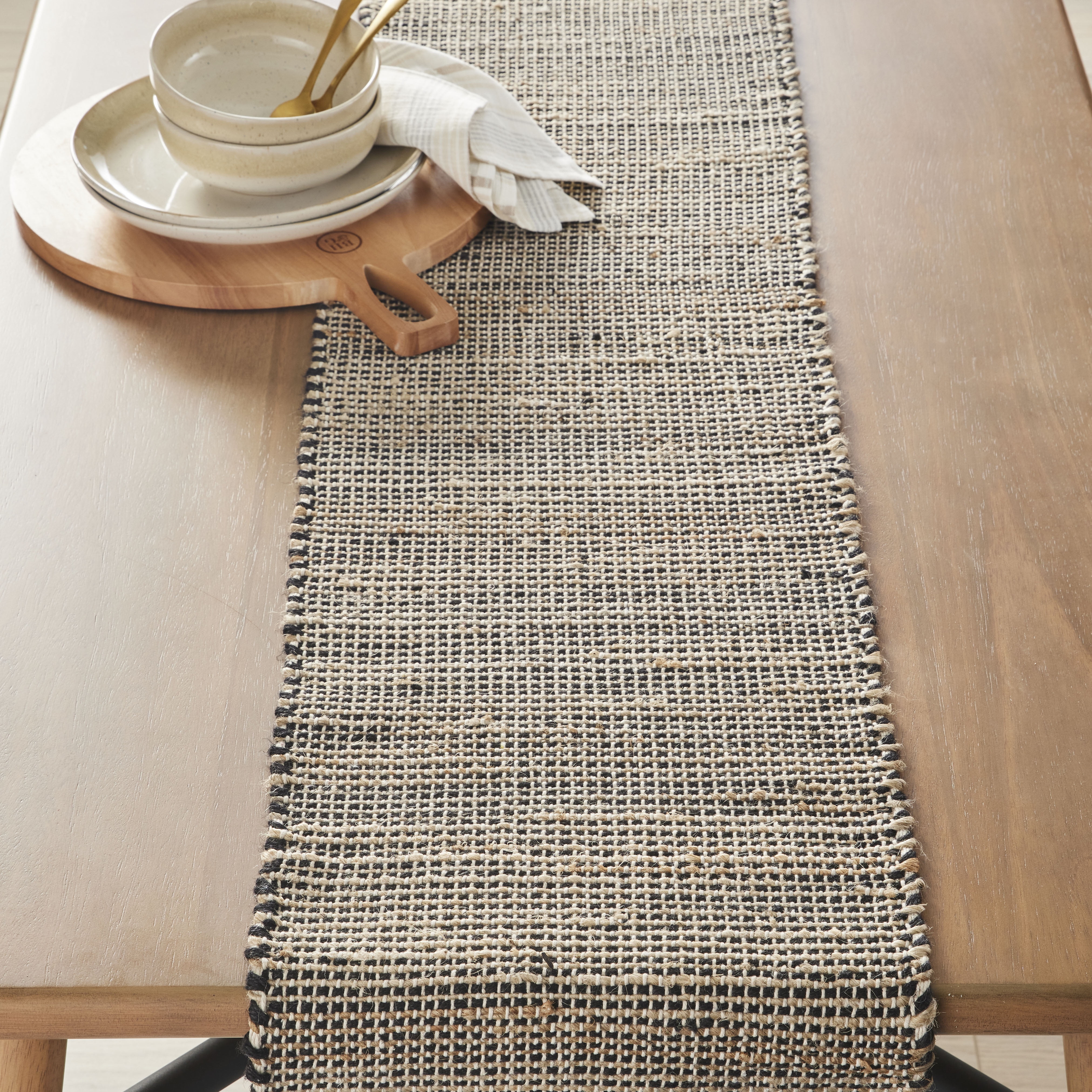 Better Homes & Gardens Jute Table Runner, Grey and Natural, 14"W x 90"L