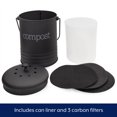 thumbnail image 4 of AuldHome Design Kitchen Compost Bin For Countertop | 1.3 Gallon Composting Bucket with Lid | Includes 3 Charcoal Filters | (Black Enamel), 4 of 9