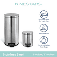 thumbnail image 2 of Nine Stars Kitchen Trash Can Combo, 13 and 1 Gallon Stainless Steel Step Garbage Bin with Soft Close Lid, Silver, 2 of 8