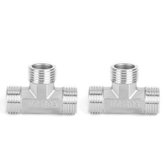 Suodoka 1/2" Stainless Steel T‑Shaped Tee Connector – Forged G1/2 External Thread, 3‑Way Pipe Fitting, Durable & Easy Install