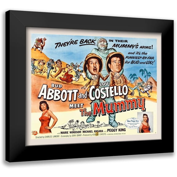 Hollywood Photo Archive 14x12 Black Modern Framed Museum Art Print Titled - Abbott and Costello - Meet The Mummy