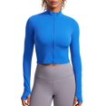 thumbnail image 1 of Campera Cropped CRZ YOGA Butterluxe con Agujeros para los Pulgares Azul, 1 of 4