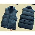 thumbnail image 5 of IROINNID Women's Puffer Vest Stand Collar Solid Color Sleeveless Warm Pocket Vest Coat Short Winter Zipper Outerwear, Blue, 5 of 5