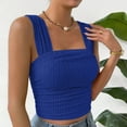 thumbnail image 5 of SNKSDGM Female Women Tank Tops Loose Summer Tank Tops for Women Plus Size Women's Solid Color Fashionable Sleeveless Open Navel Square Neck Shoulder Strap Vest Top S, 5 of 8
