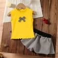 thumbnail image 4 of Amidoa Girls 2 Piece Outfits Summer Clothes Sleeveless Solid Color Cute Tank Top T-Shirt and Casual Shorts Kids Clothing Sets Yellow Size 2T, 4 of 9