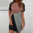 thumbnail image 4 of Robe d'Été pour Femmes 2024 Mode Grande Taille Loisirs Dentelle Manches Courtes Col Rond Couleurs Contrastées Robes 50 % de Réduction Liquidation!, 4 of 6