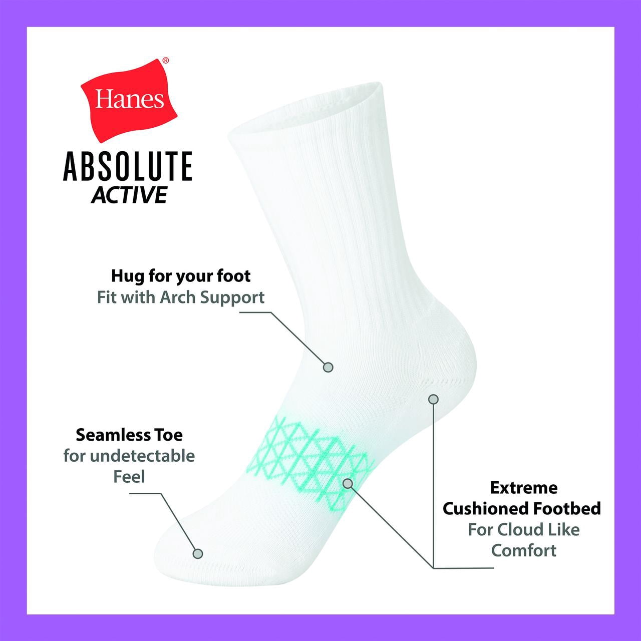 Hanes Girls Crew Socks Value Pack, 5-Pack, Absolute Active Crew Socks for Girls