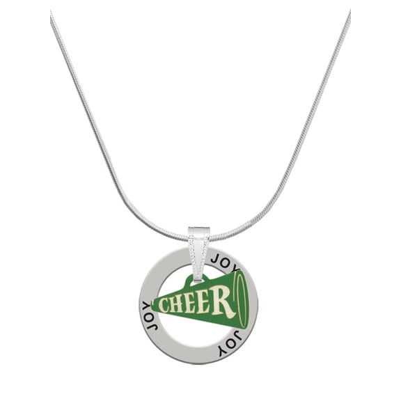 Delight Jewelry Acrylic 3/4" Green Cheer Megaphone Joy Ring Charm Necklace, 18"