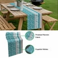thumbnail image 5 of Teal Floral Table Runner - 108 Inch Long, Kitchen Dining Table Runner Dresser Scarves, Botanical Blossom Motif Boho Grey Stripes Farmhouse Decor for Coffee Tables Wedding Party Banquet, 5 of 8