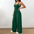 thumbnail image 5 of LEKODE Jumpsuits for Women Casual Wide Leg Pants Rompers with Pockets Halter Jumpsuits for Women Backless Jumpsuit Loose Overalls Ruched Rompers Womens Summer Outfits Green S, 5 of 6